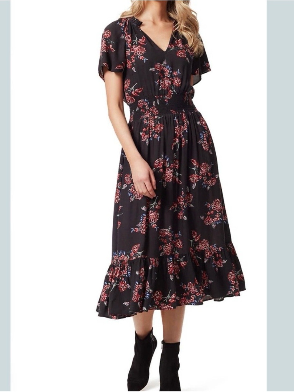 Jessica Simpson Women’s Floral Ruffle Midi Dress